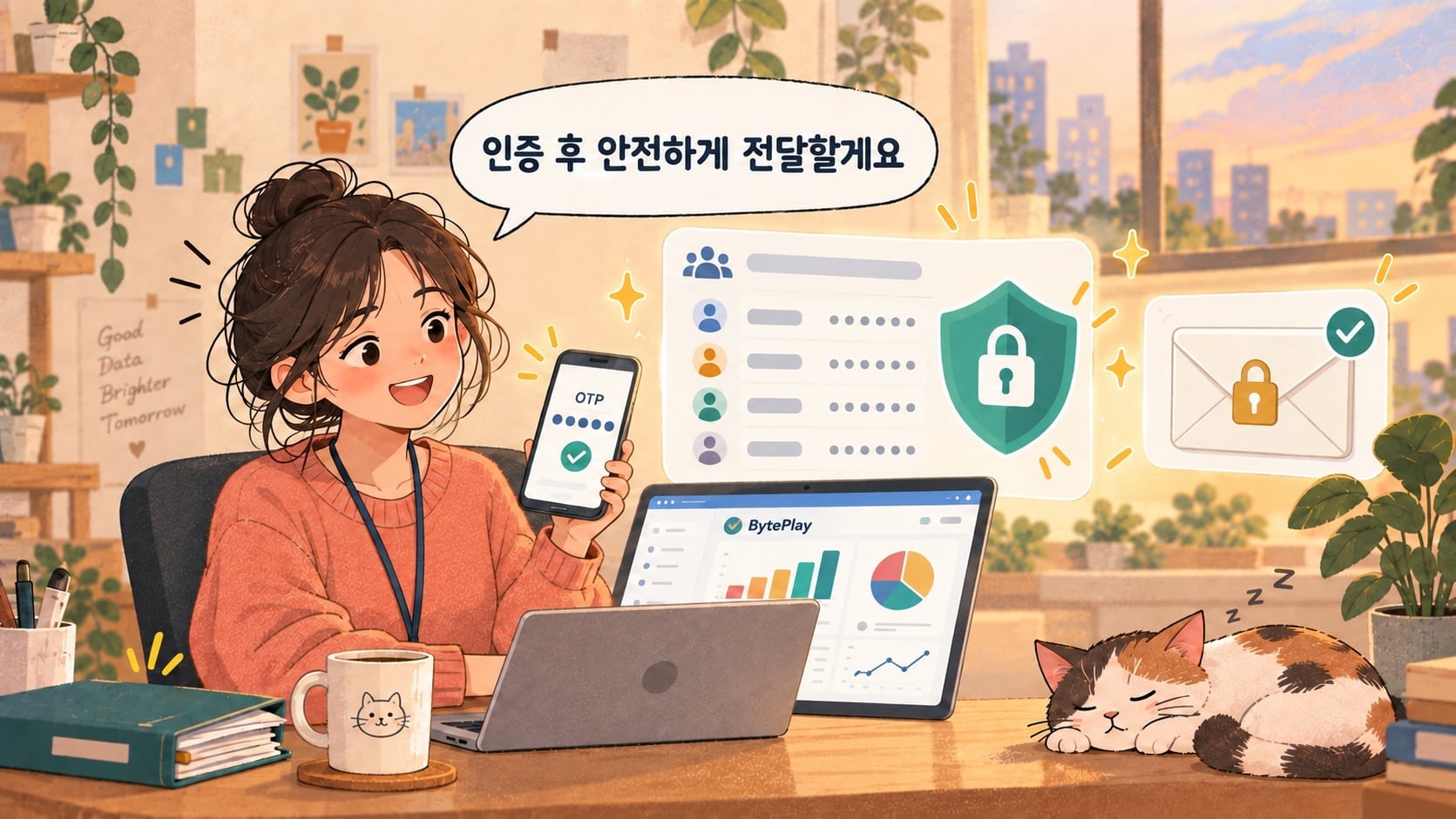 고객 개인정보(PII) 2차 OTP 인증 보호 및 AI 비즈니스 분석 아키텍처